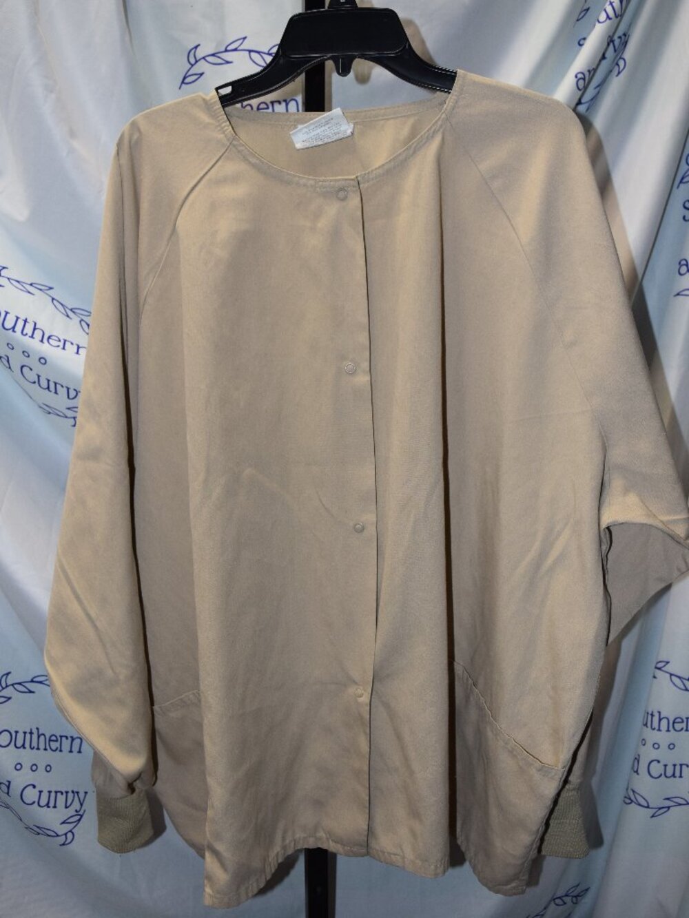 Fundamentals by White Swan Beige Scrub Jacket, Size 4XL